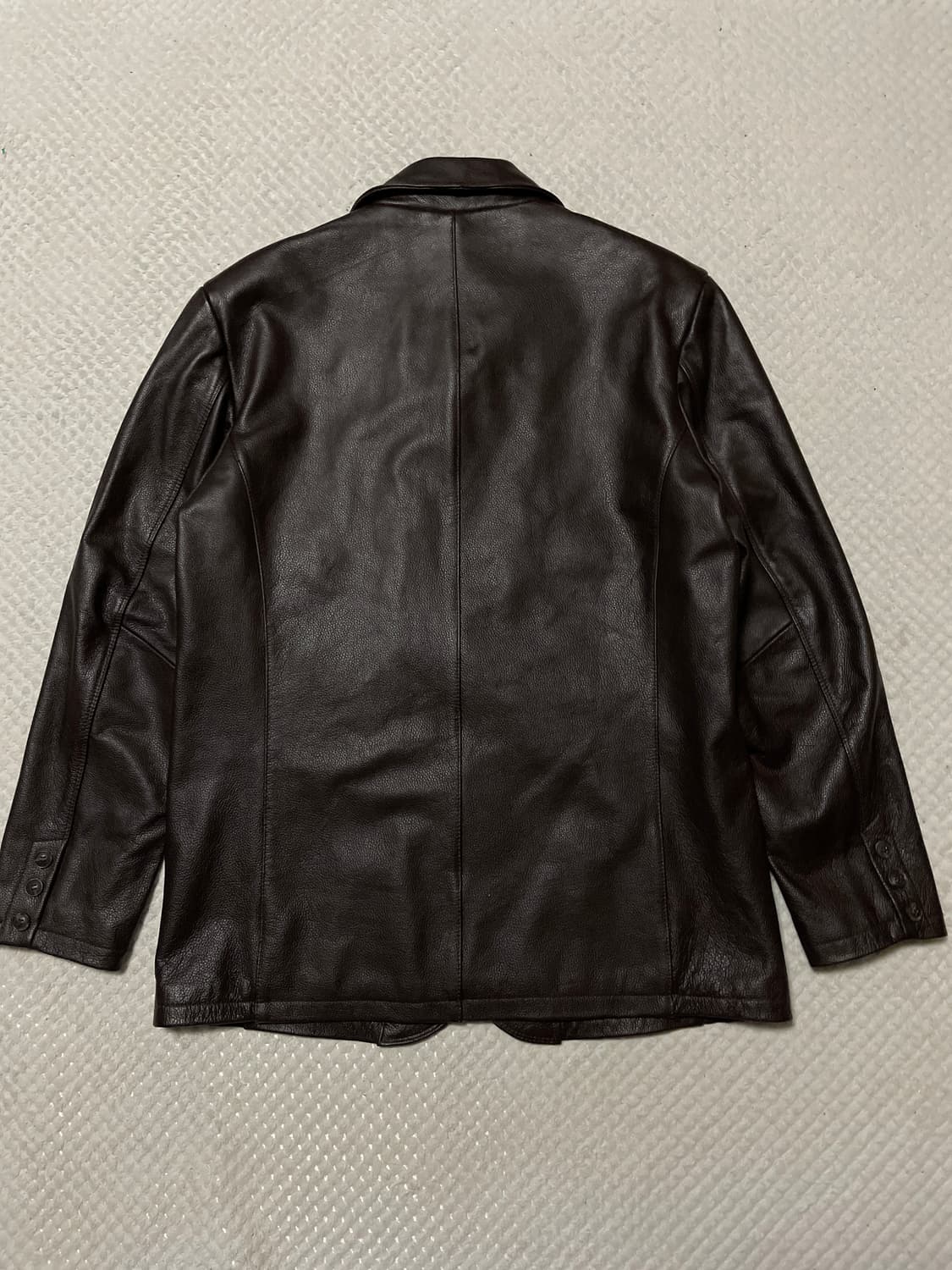 웨스턴 무드 카우하이드 소가죽 레더 카 코트 다크 브라운 상품이미지2