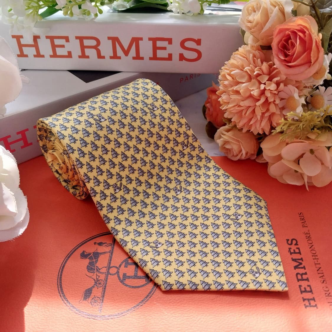 에르메스 실크 숲속 패턴 넥타이 9.5cm A~A+등급 K2263
 상품이미지3