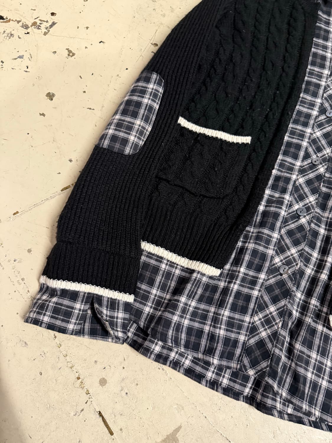 shirt layered elbow patch cardigan 상품이미지6