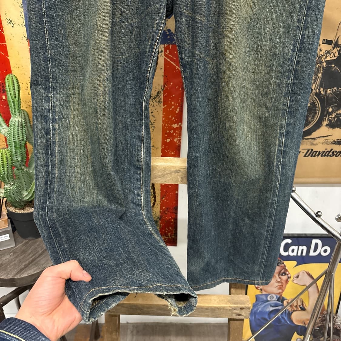 에드윈 505 빈티지 에이징 루즈핏 셀비지 데님팬츠 N906  상품이미지4