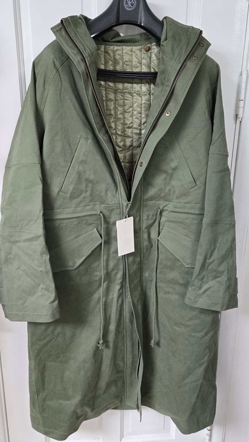 새상품)YIYAE 몰스킨 롱 코트 카키 M 상품이미지2