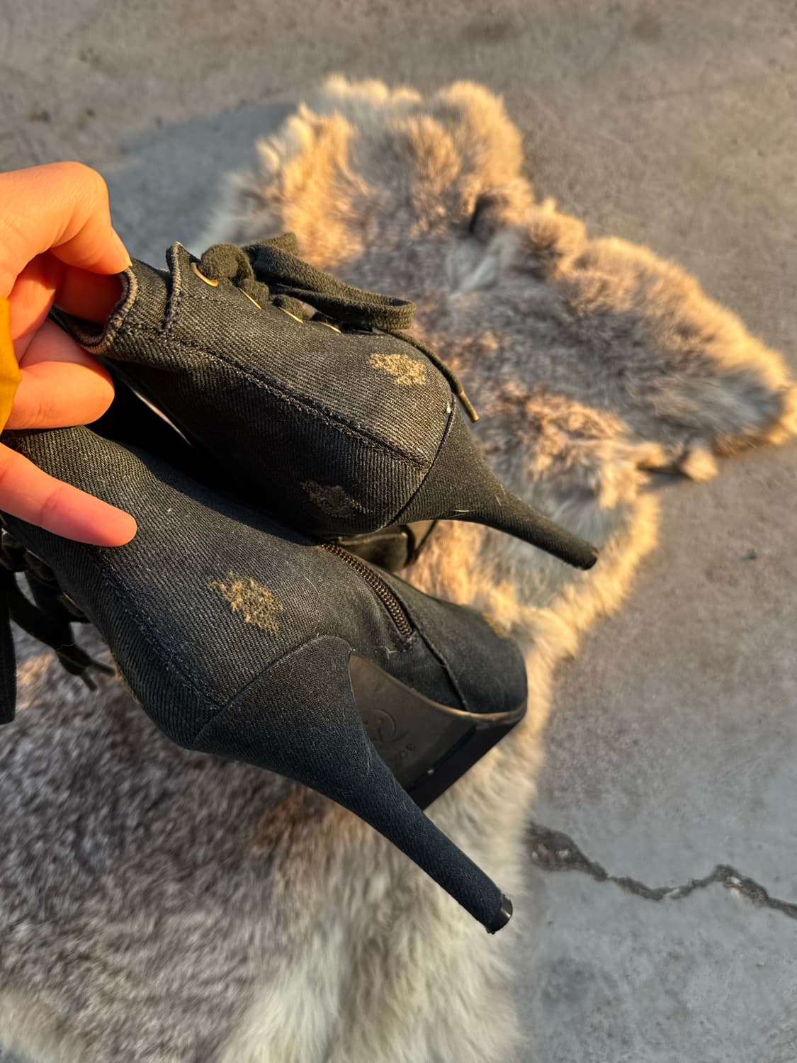 ASH Denim lace up  Ankle Bootie Heels  상품이미지5