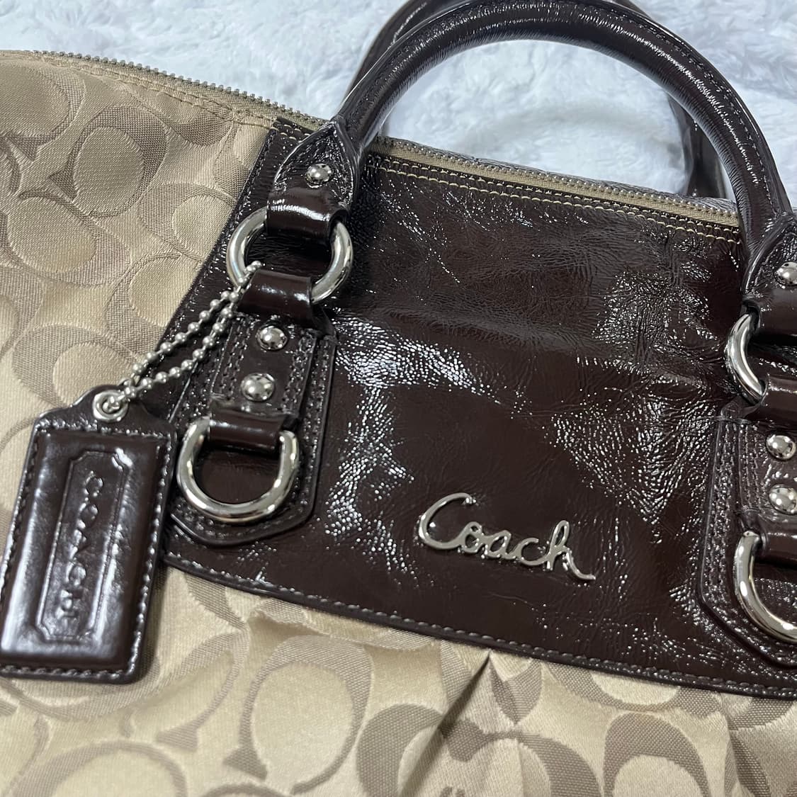 Coach 베이지 브라운 카페모카 시그니처 숄더백 라떼갸루 갸루 초코 상품이미지5