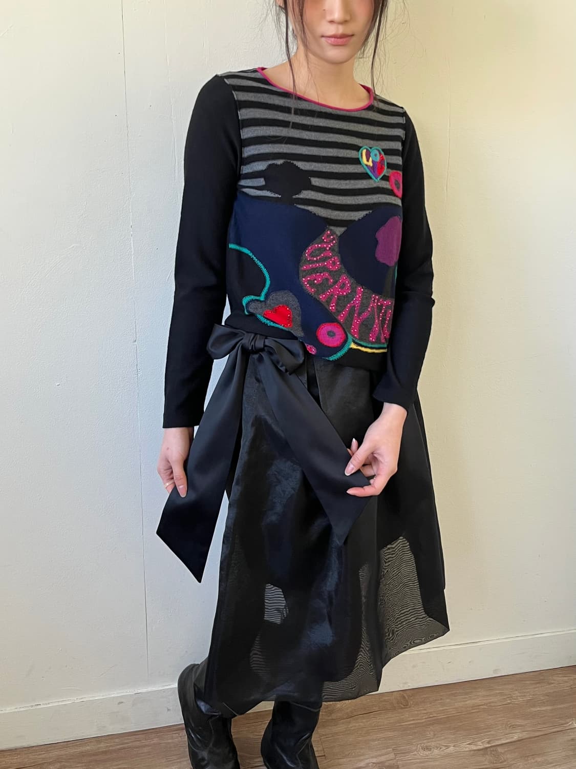 PennaFelice 블랙 로브 스커트 상품이미지7