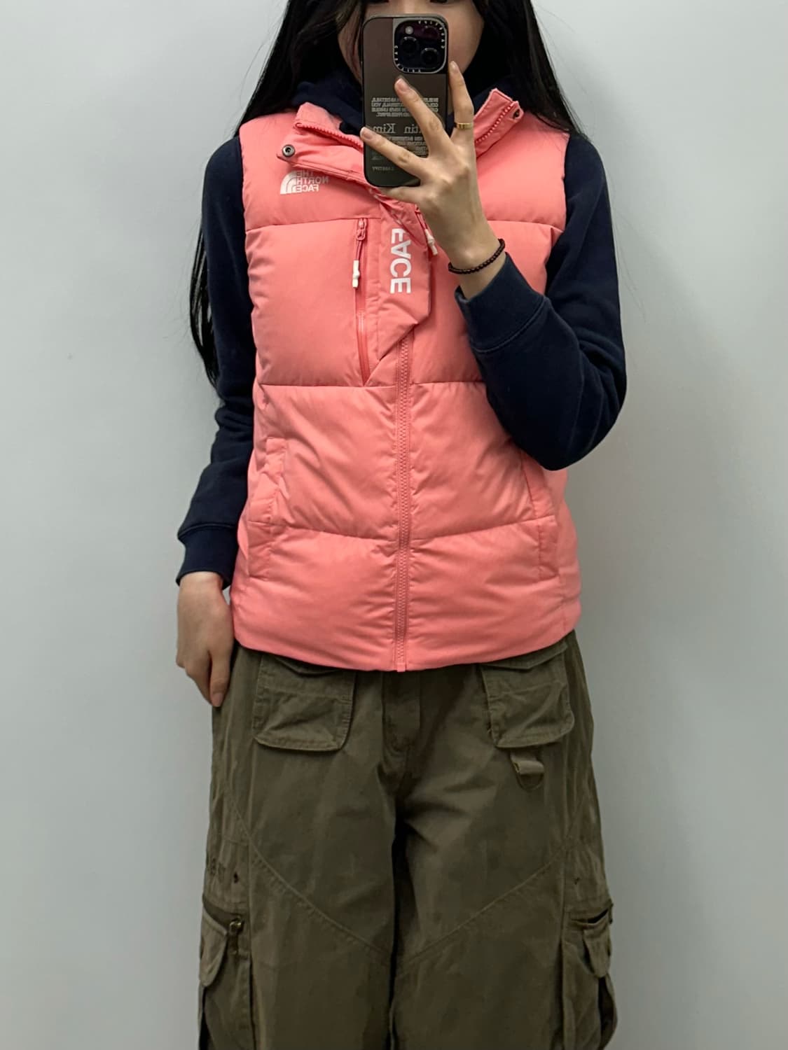 노스페이스 로고 핑크 조끼 패딩 상품이미지2