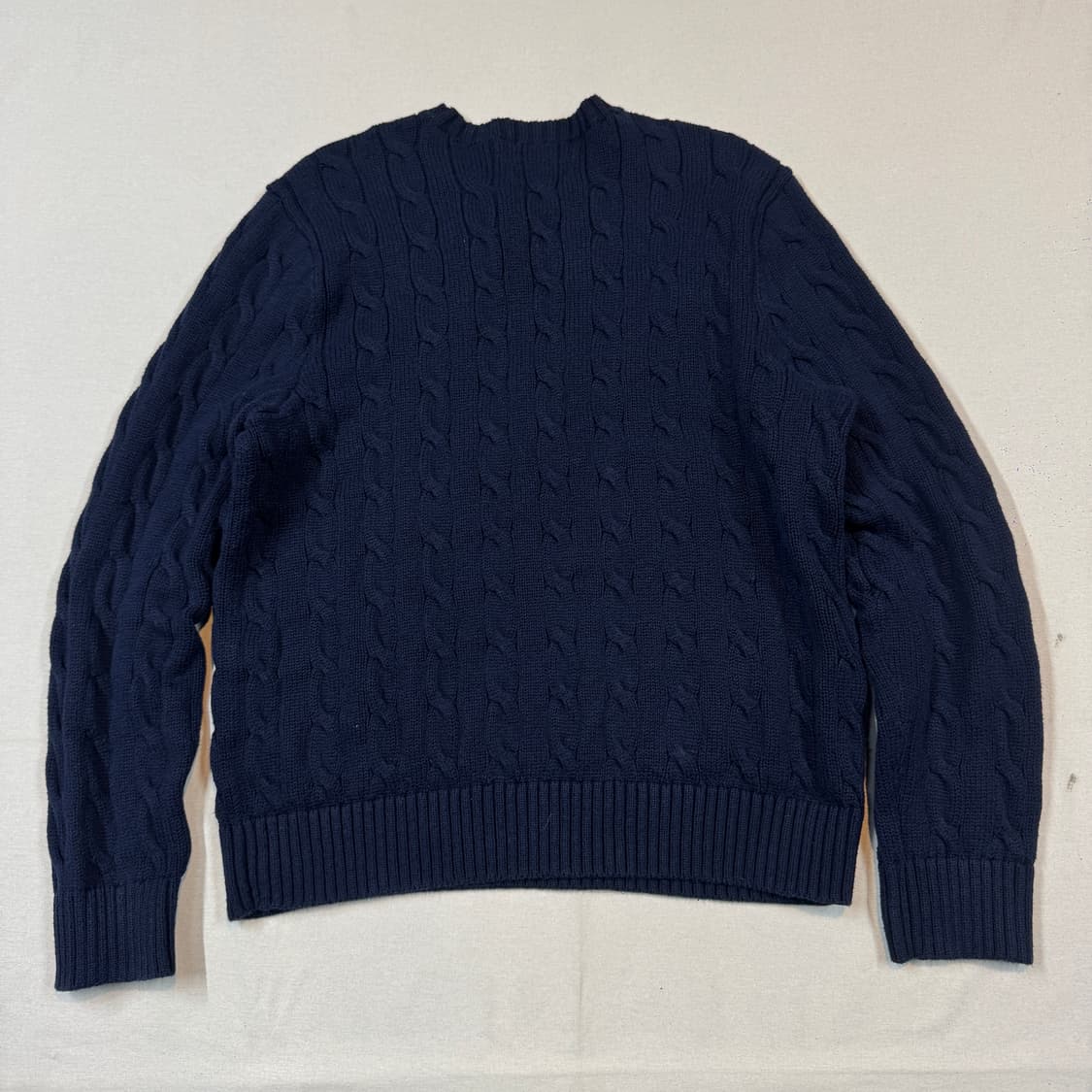 XL) 폴로 랄프로렌 케이블 꽈배기 라운드넥 니트 네이비 상품이미지5