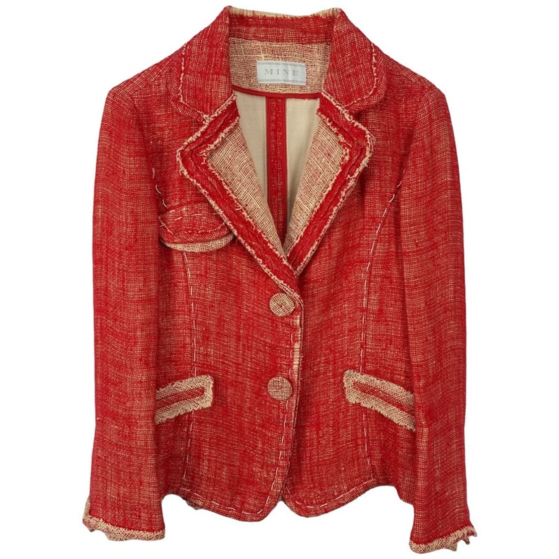 빈티지 가공 린넨 블레이저 자켓 레드 M19905 상품이미지2