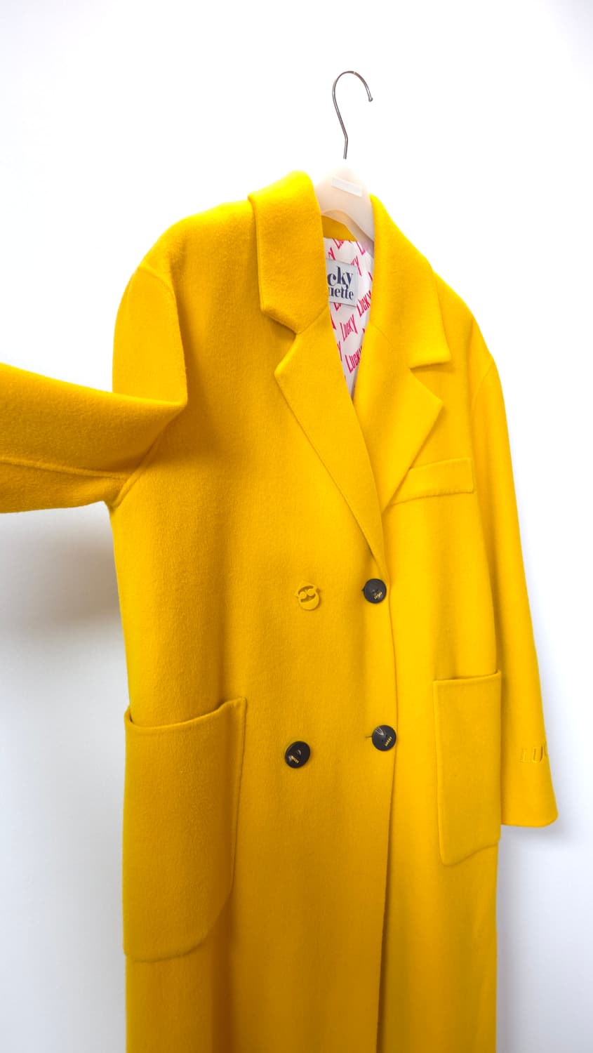 럭키슈에뜨 머스터드 더블 브레스트 롱코트 38 사이즈 상품이미지3