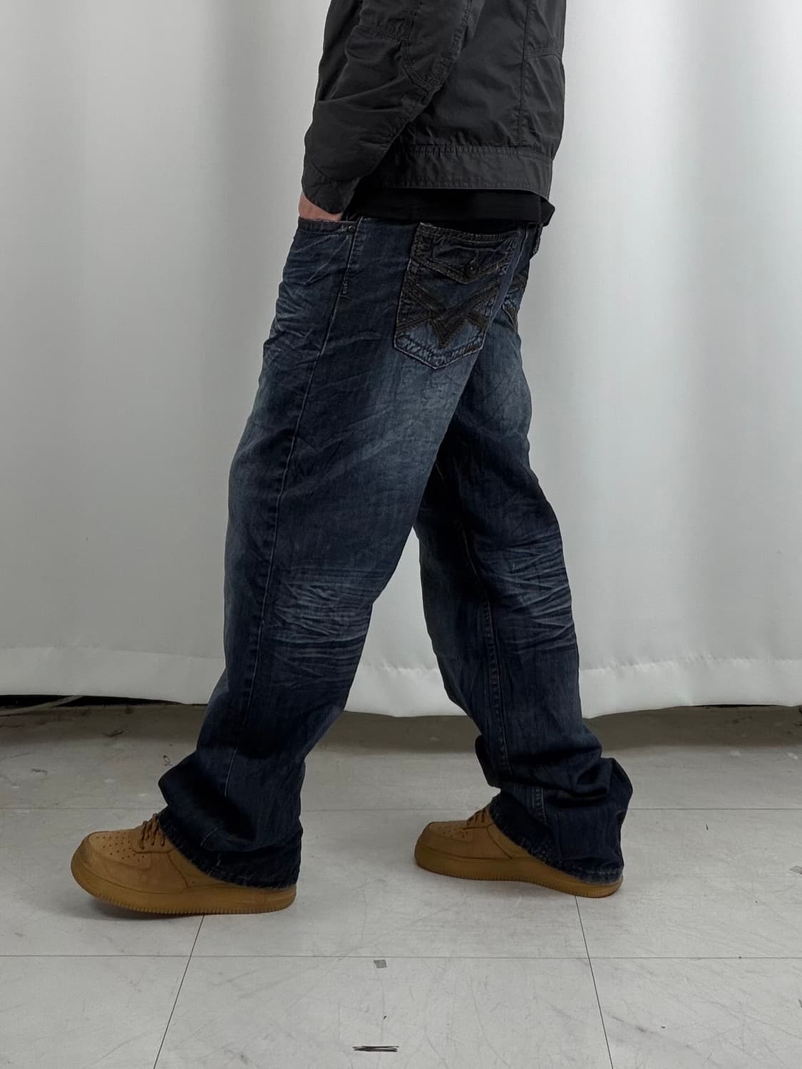 a224) 34 HELIX 빈티지 워싱 데님팬츠 상품이미지3