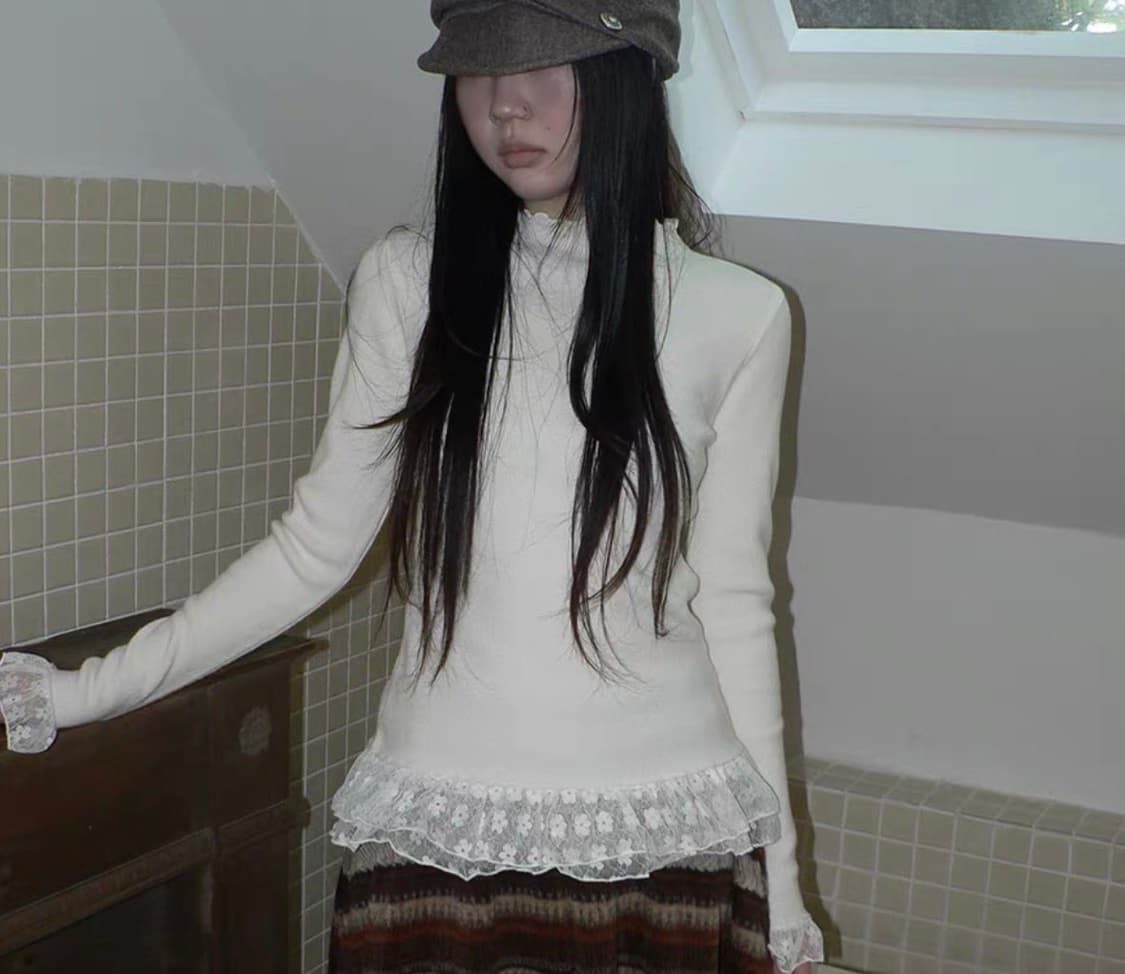 앙프로젝트 Ang:project 플라워 레이스 롱슬리브 상품이미지2