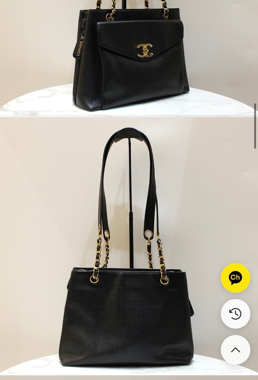 샤넬 블랙 캐비어 숄더백 금장 체인 정품 빈티지 상품이미지3
