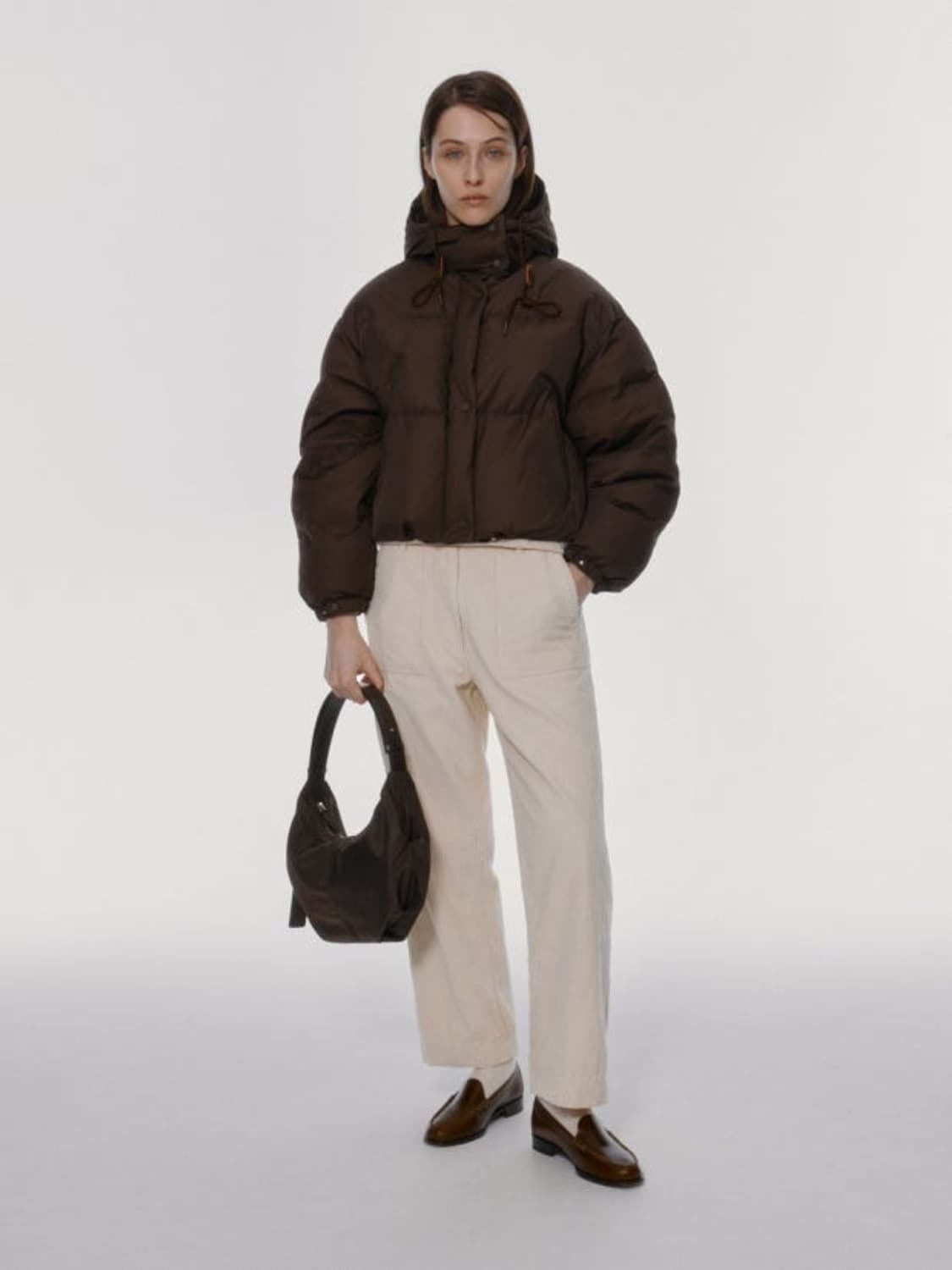 낫띵리튼 페블 크롭 푸퍼 초코 상품이미지3