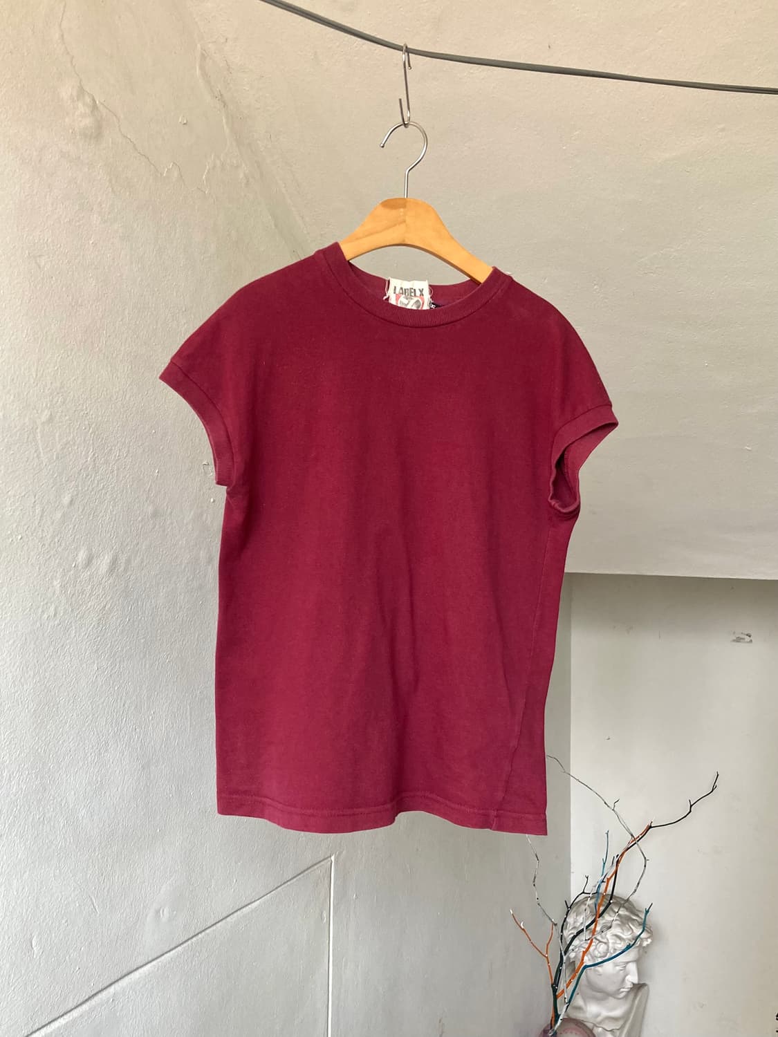 베이직 버건디 무지 반팔티 상품이미지1