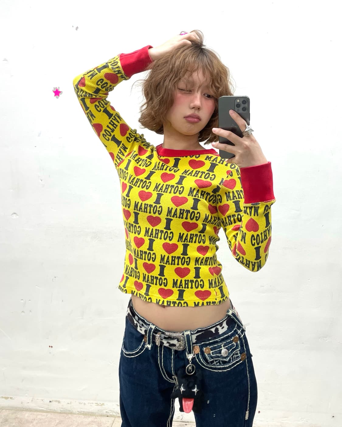 I love GOTHAM Waffle Long Sleeve  상품이미지1