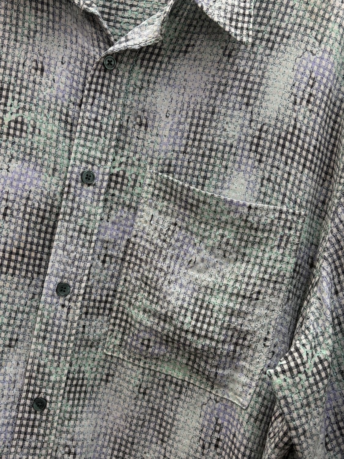 자라 zara 픽셀 프린트 셔츠 라이트 그린 반팔 XL 상품이미지2