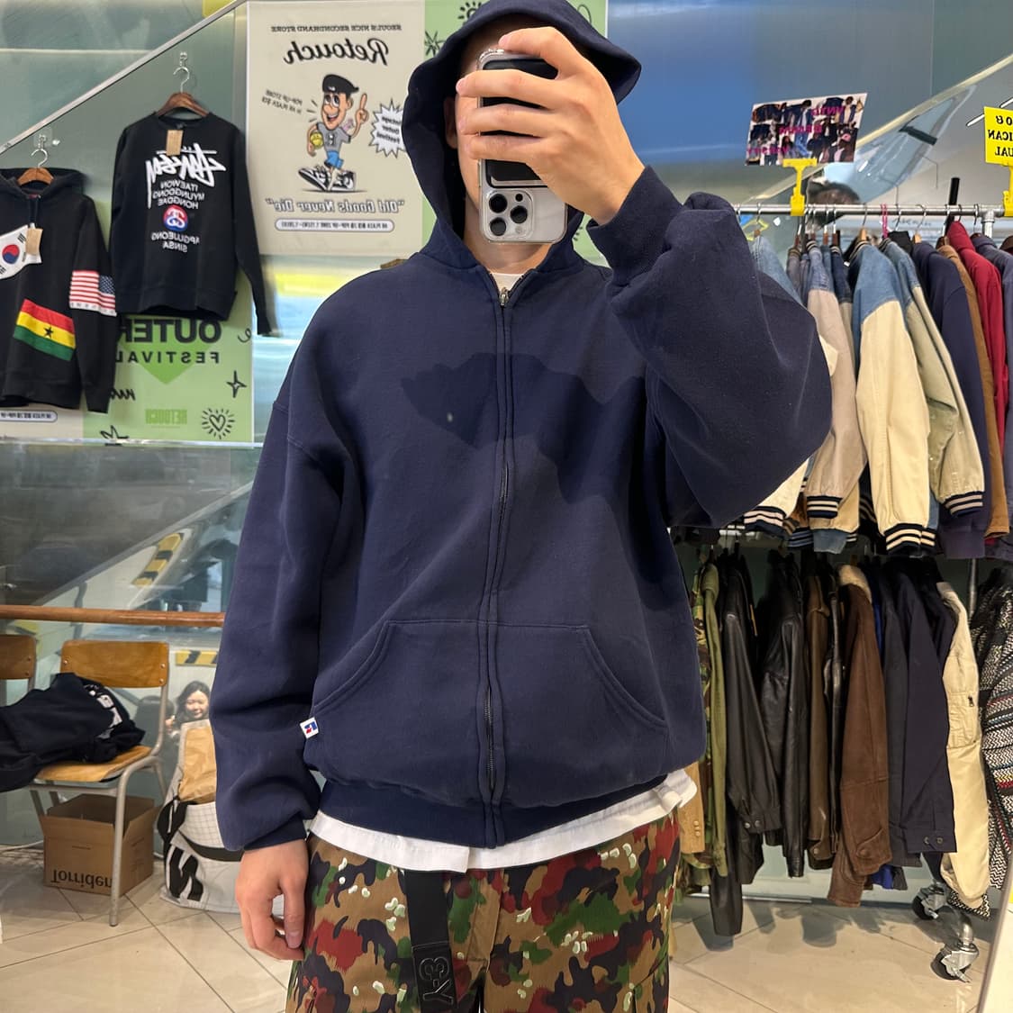 90‘s 러셀 후드집업 ’네이비‘ 상품이미지9