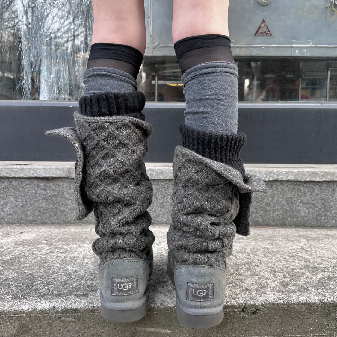 00s 그레이 와플 니트 카디 어그 부츠 상품이미지7