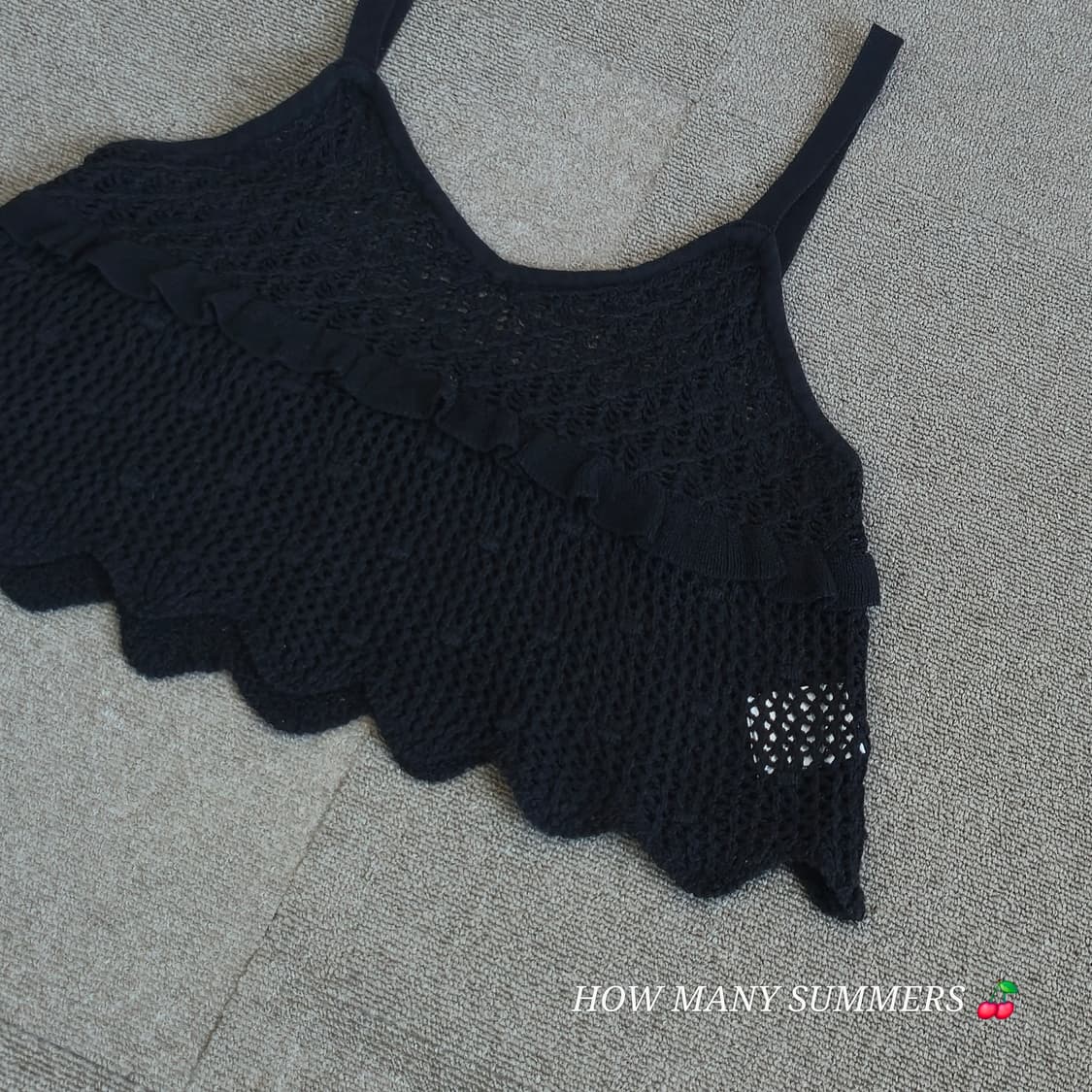 프릴 포인트 물결/스칼럽 블랙 니트 나시 상품이미지2