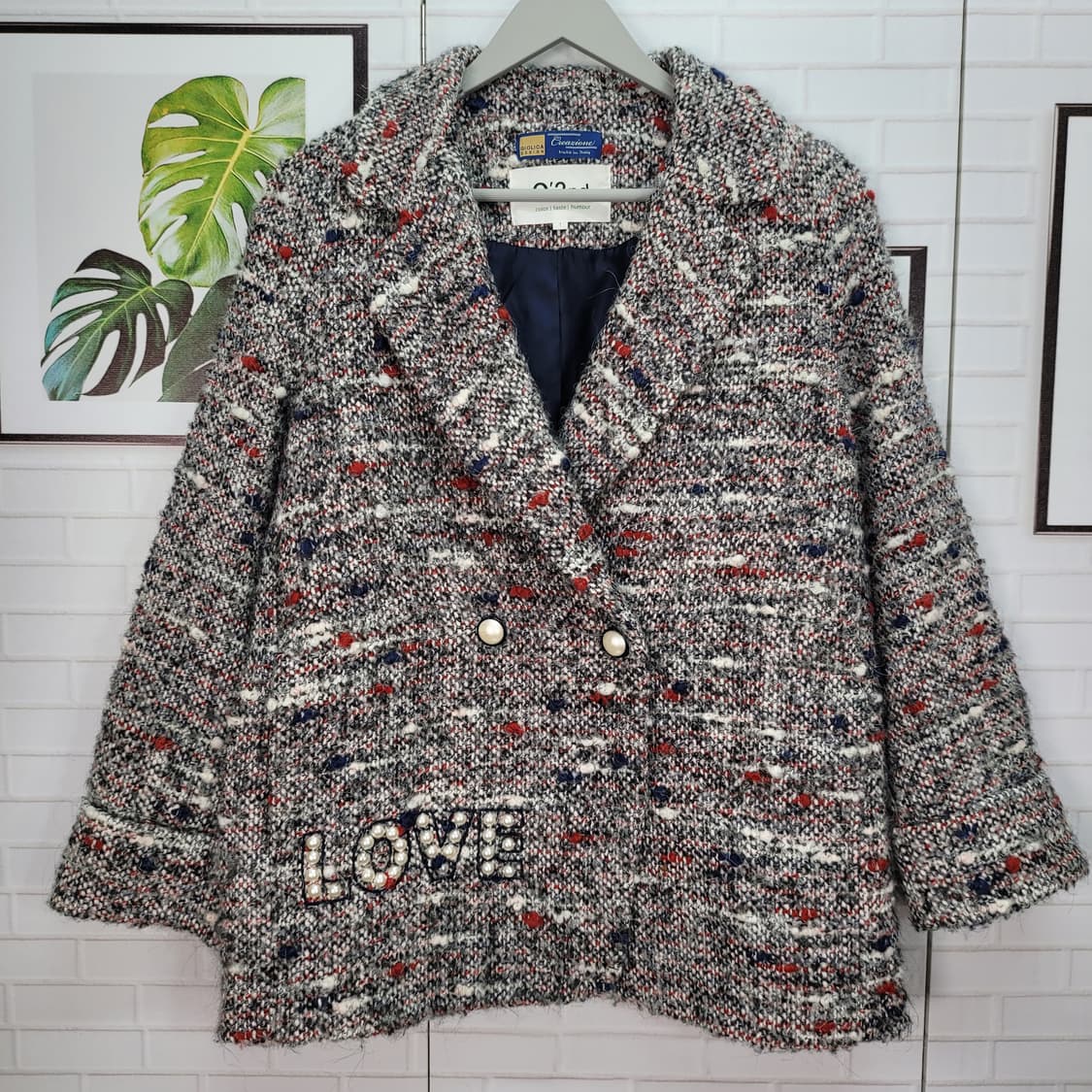 한섬 오즈세컨 트위드 진주 자켓 1사이즈 상품이미지2