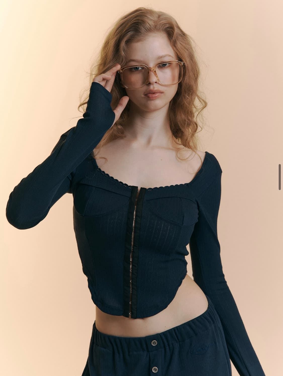플리즈노팔로우 Joan Corset Long Sleeve Top 네이비 상품이미지1