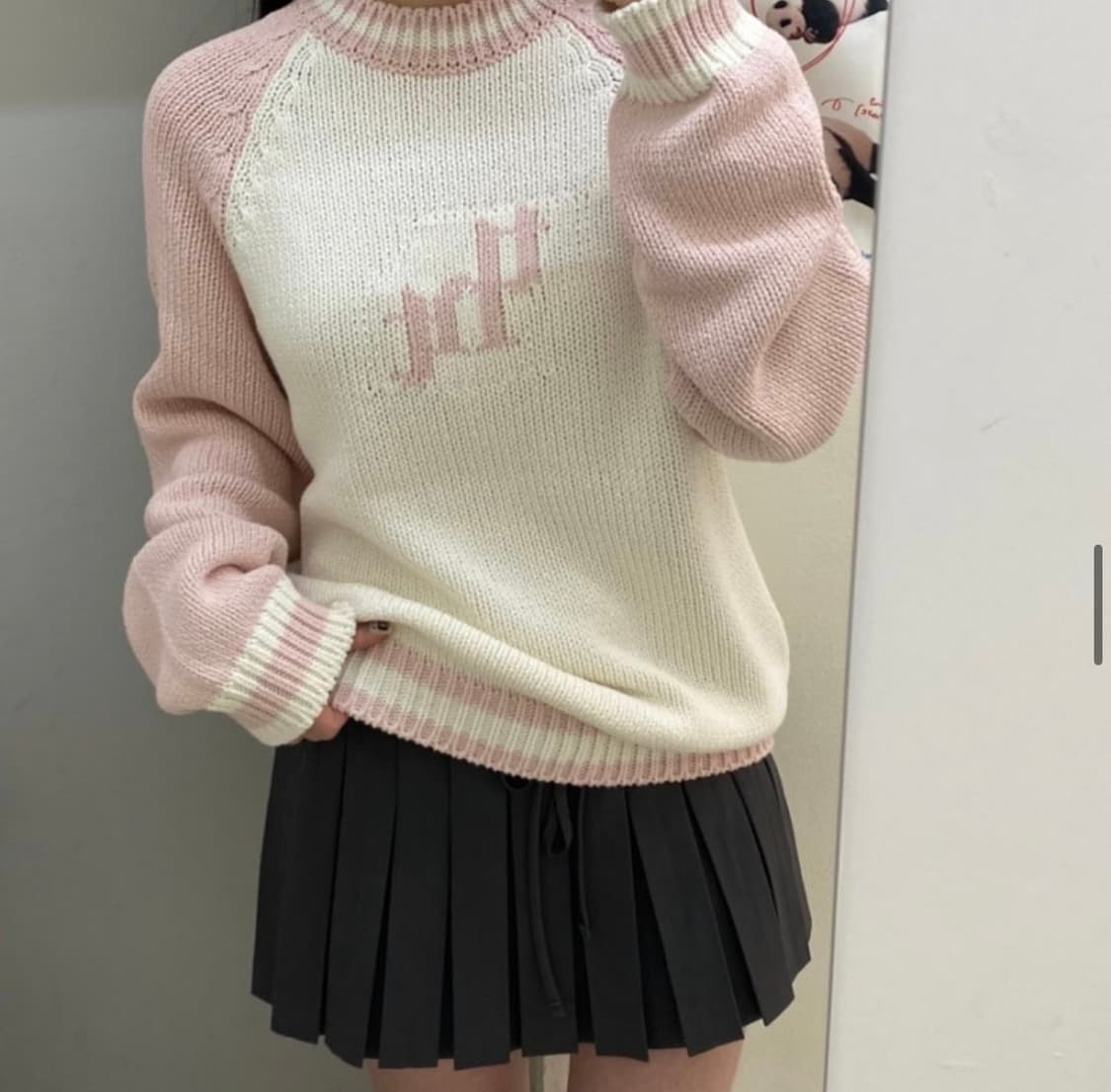 쓰리타임즈 남녀 공용 니트 핑크 상품이미지2