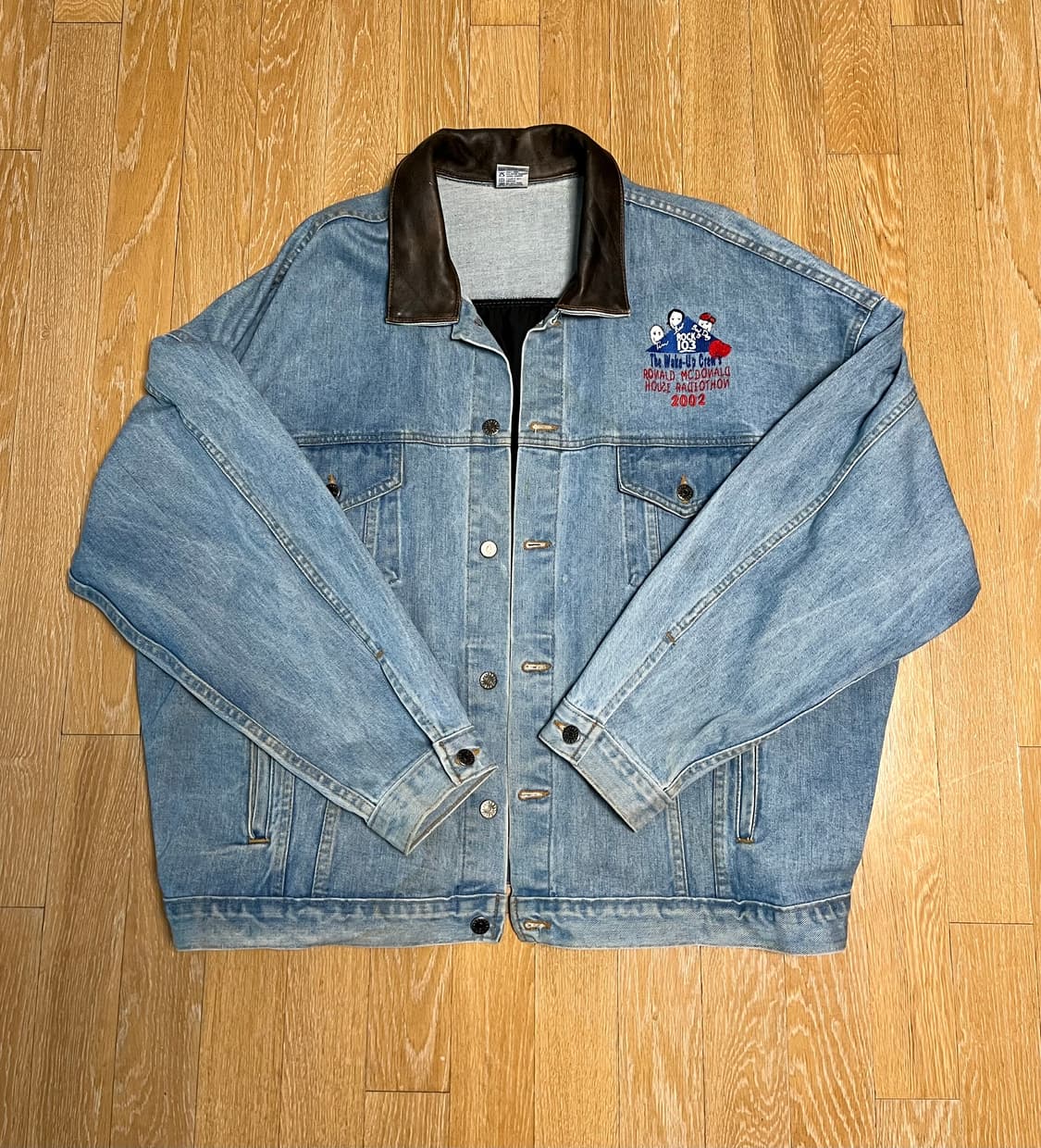 빈티지 레더 패치 데님자켓 상품이미지1