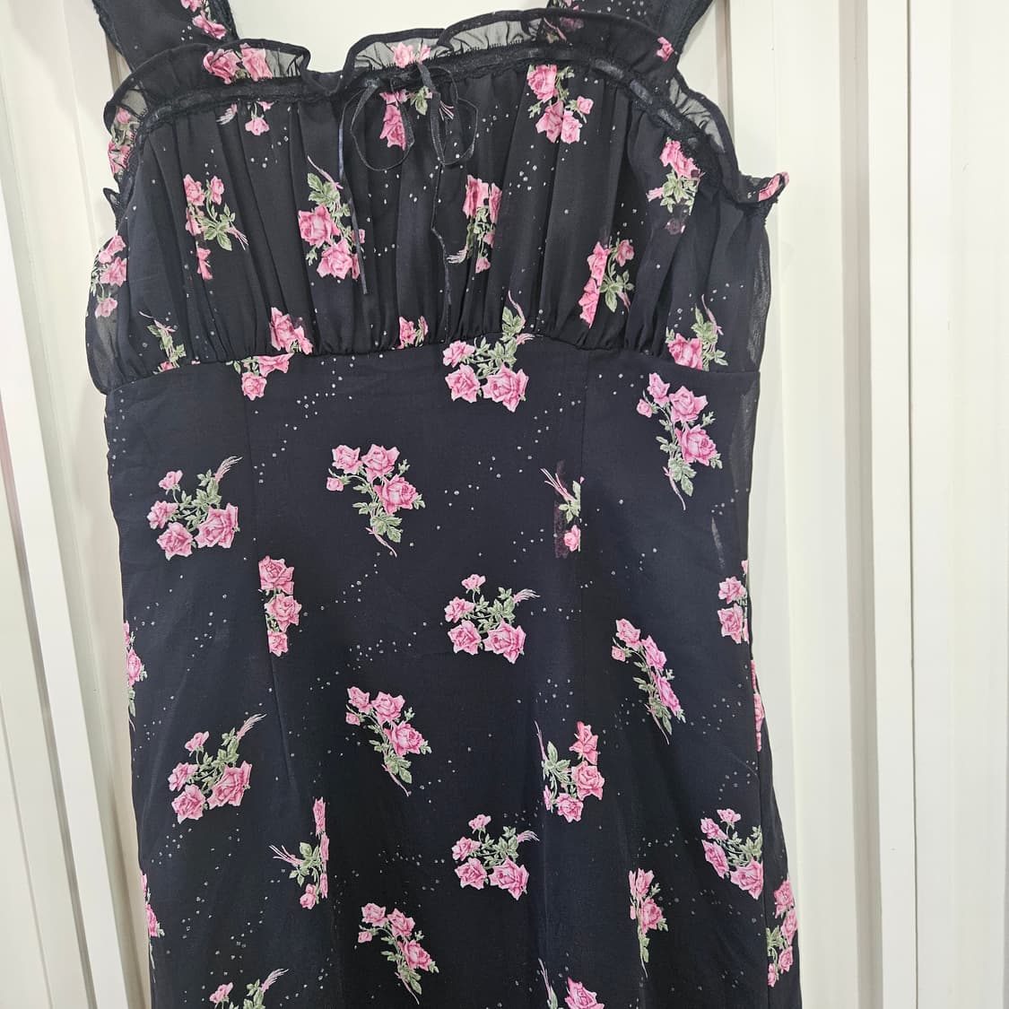 블랙 플라워 쉬폰 원피스 상품이미지3