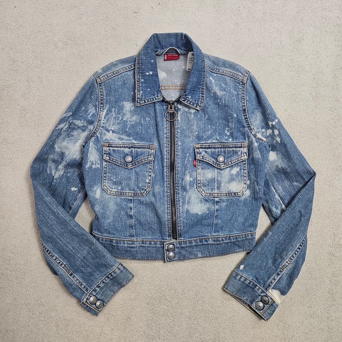 리바이스 블리치 워싱 여성 크롭 데님 자켓 M 상품이미지2