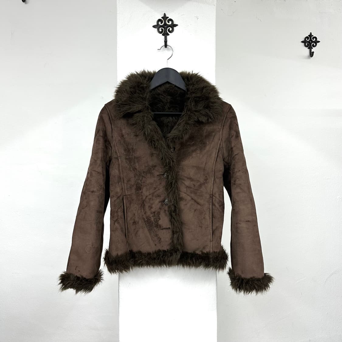 brown fur trimming jacket 상품이미지2