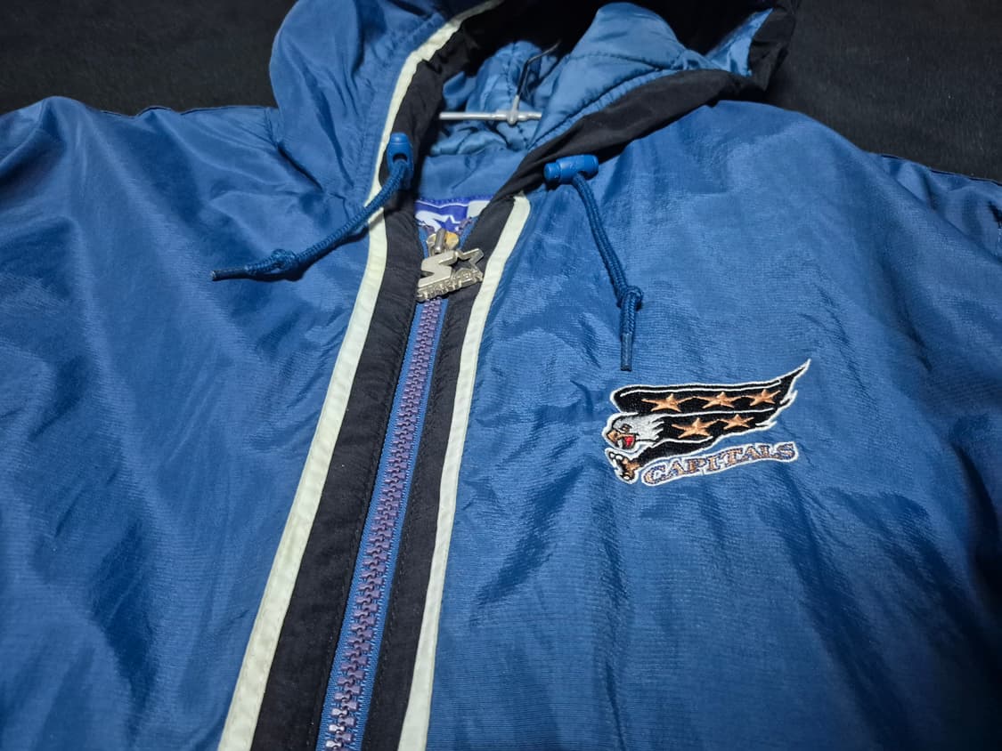 90's 스타터 X NHL 워싱턴 캐피탈스 하프 집 푸퍼 아노락 자켓 L 상품이미지3