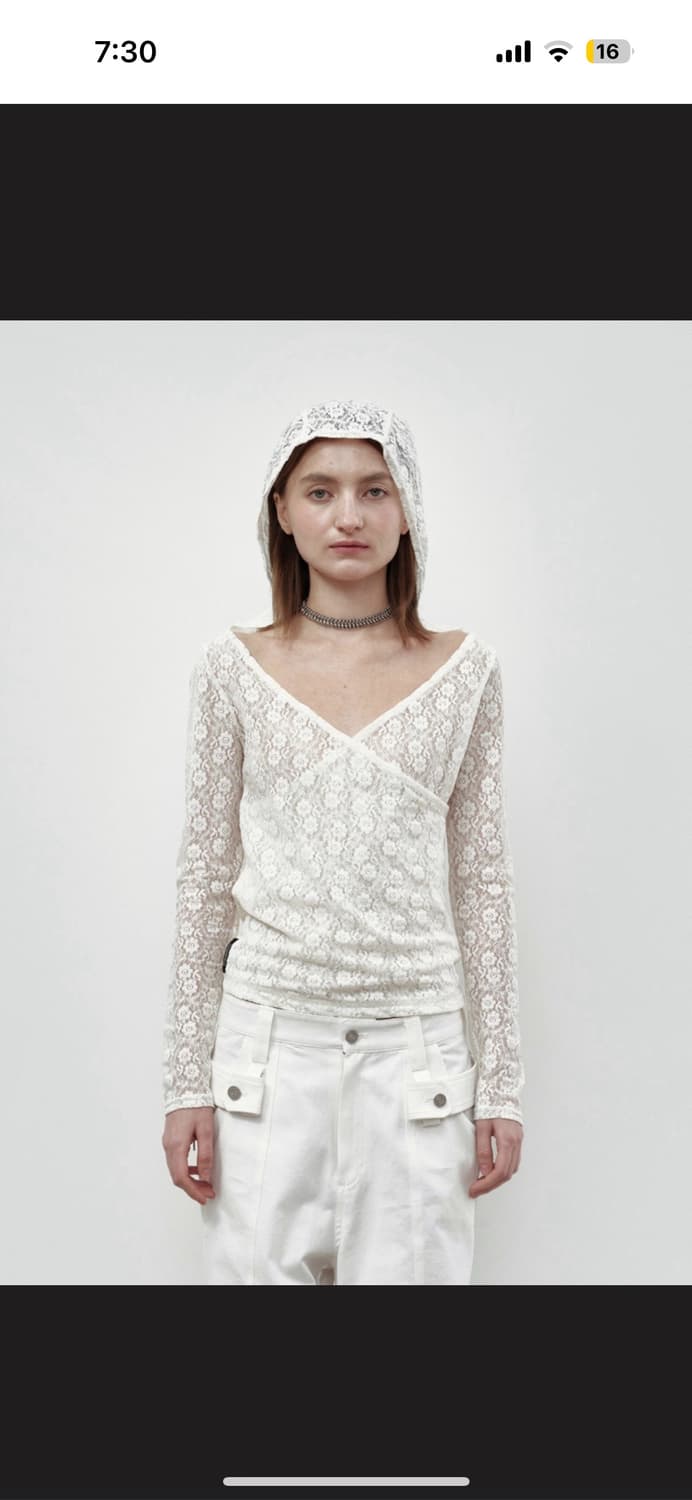 Cerric lace slit wrap hood top black 블랙 상품이미지1