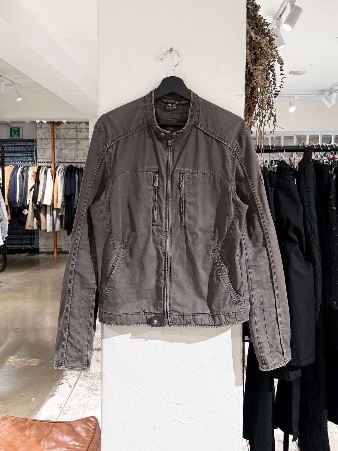 아르마니 익스체인지 딥그레이 워시드 코튼 바이커 자켓 상품이미지1