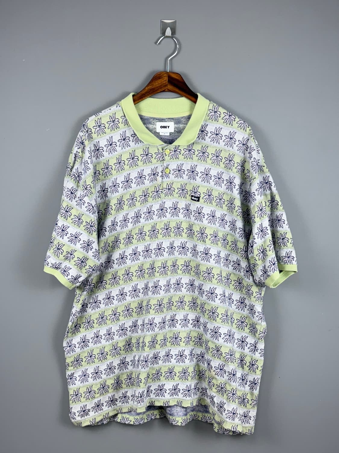 오베이 유니티 자카드 플라워 카라 반팔 티셔츠 E36 상품이미지2