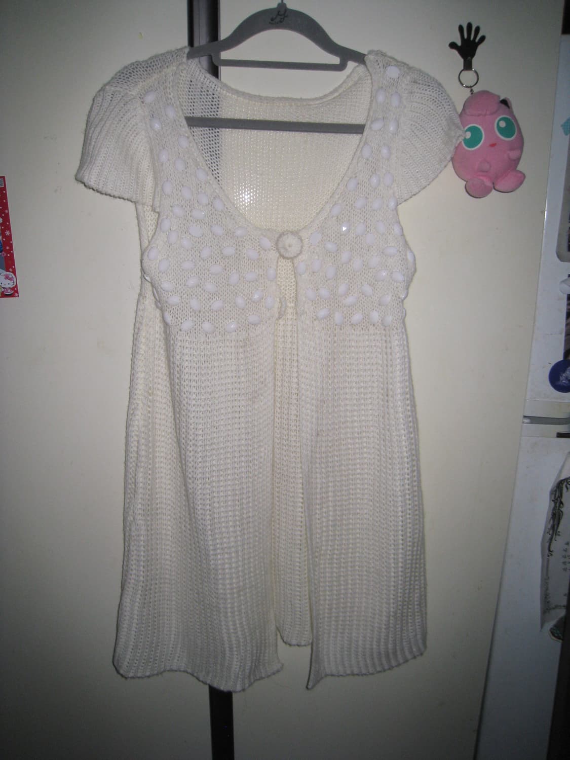 모리걸 갸루 화이트 펄 니트 베스트 상품이미지3