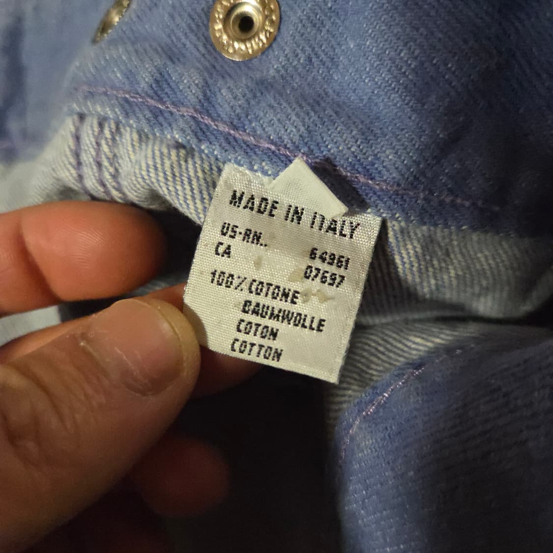 90s 베네통 여성 오버핏 크롭 데님 자켓 라벤더 상품이미지8