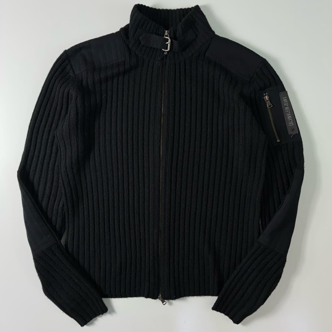 Calvin klein  캘빈클라인 울 블랙 투웨이 니트 집업  상품이미지1