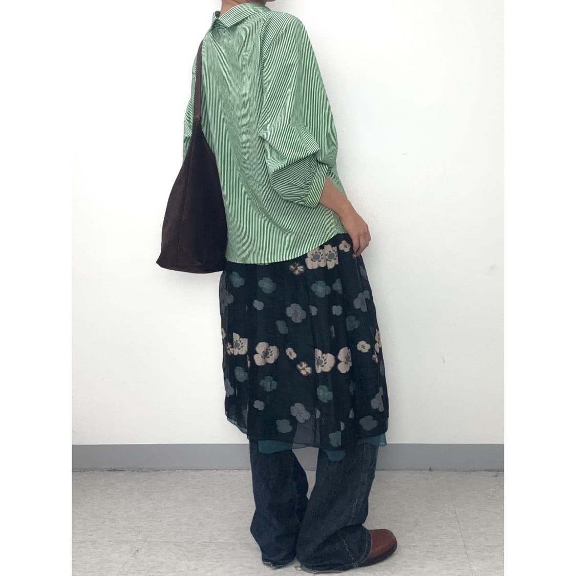 빈티지 블랙 플로럴 미디 스커트 상품이미지2