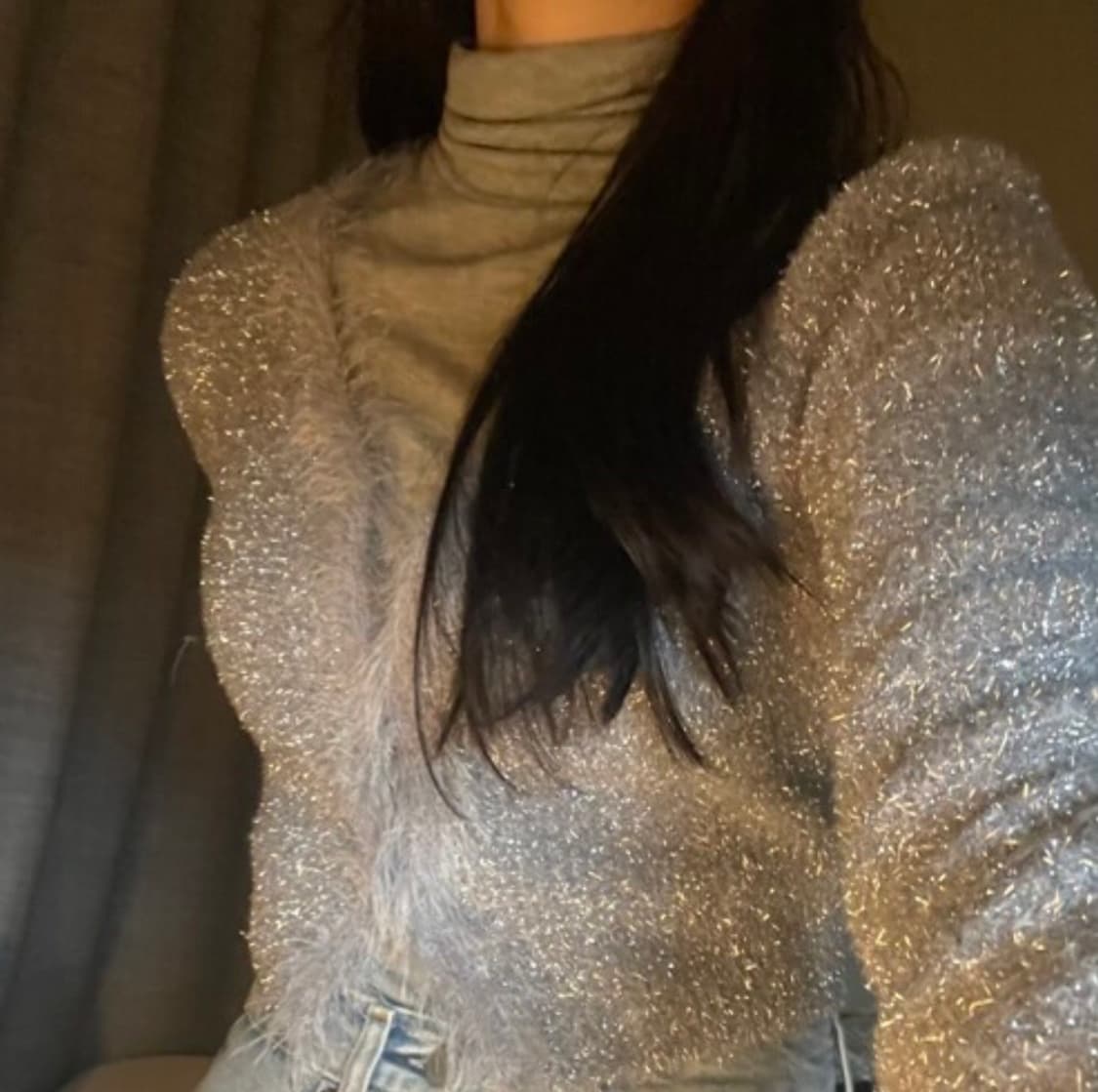 다이애그널 펄 트리밍 글리터 실버가디건 상품이미지4
