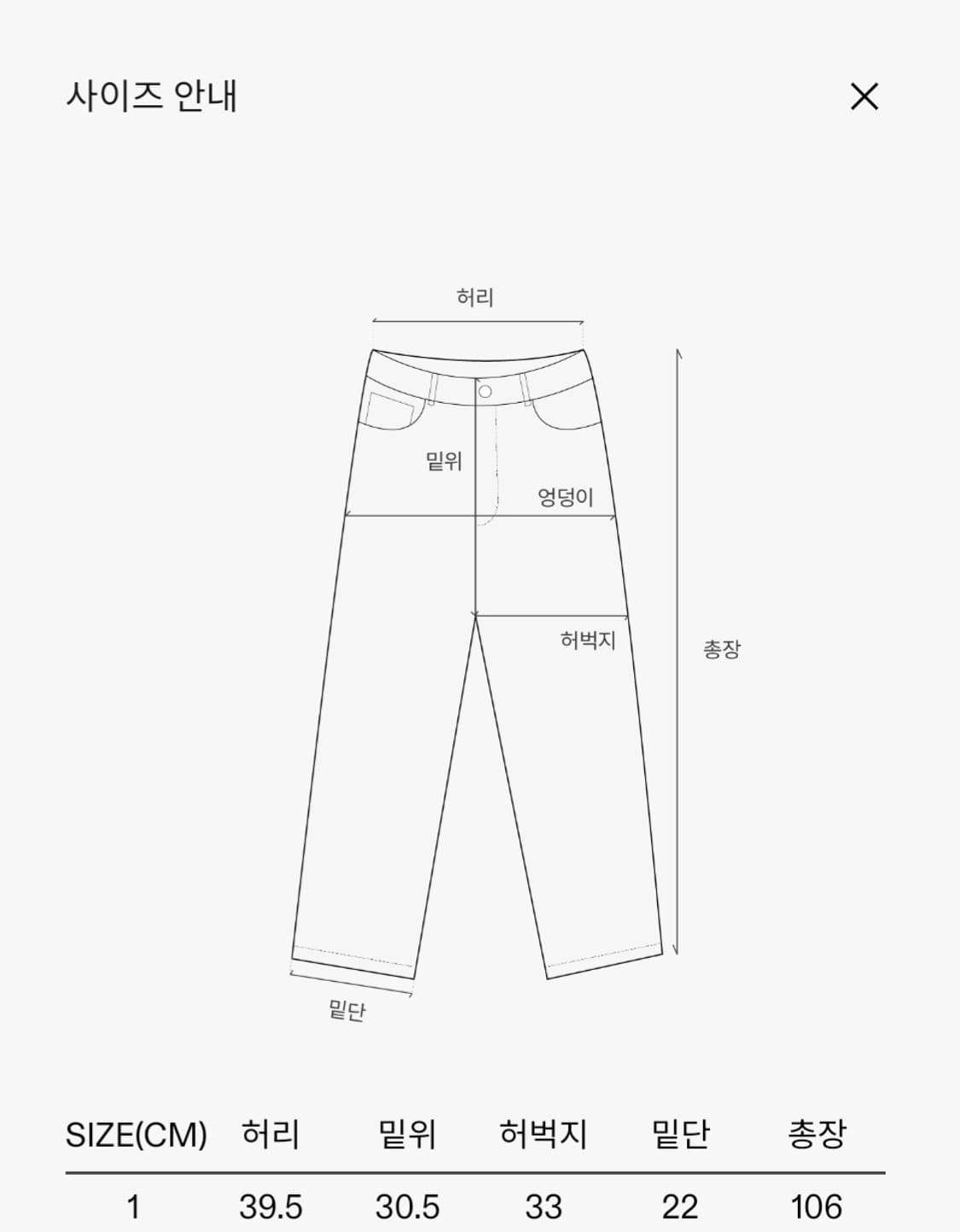 인더로우 5PK 와이드 테이퍼드 슬럽 데님팬츠 블랙 1사이즈 상품이미지3