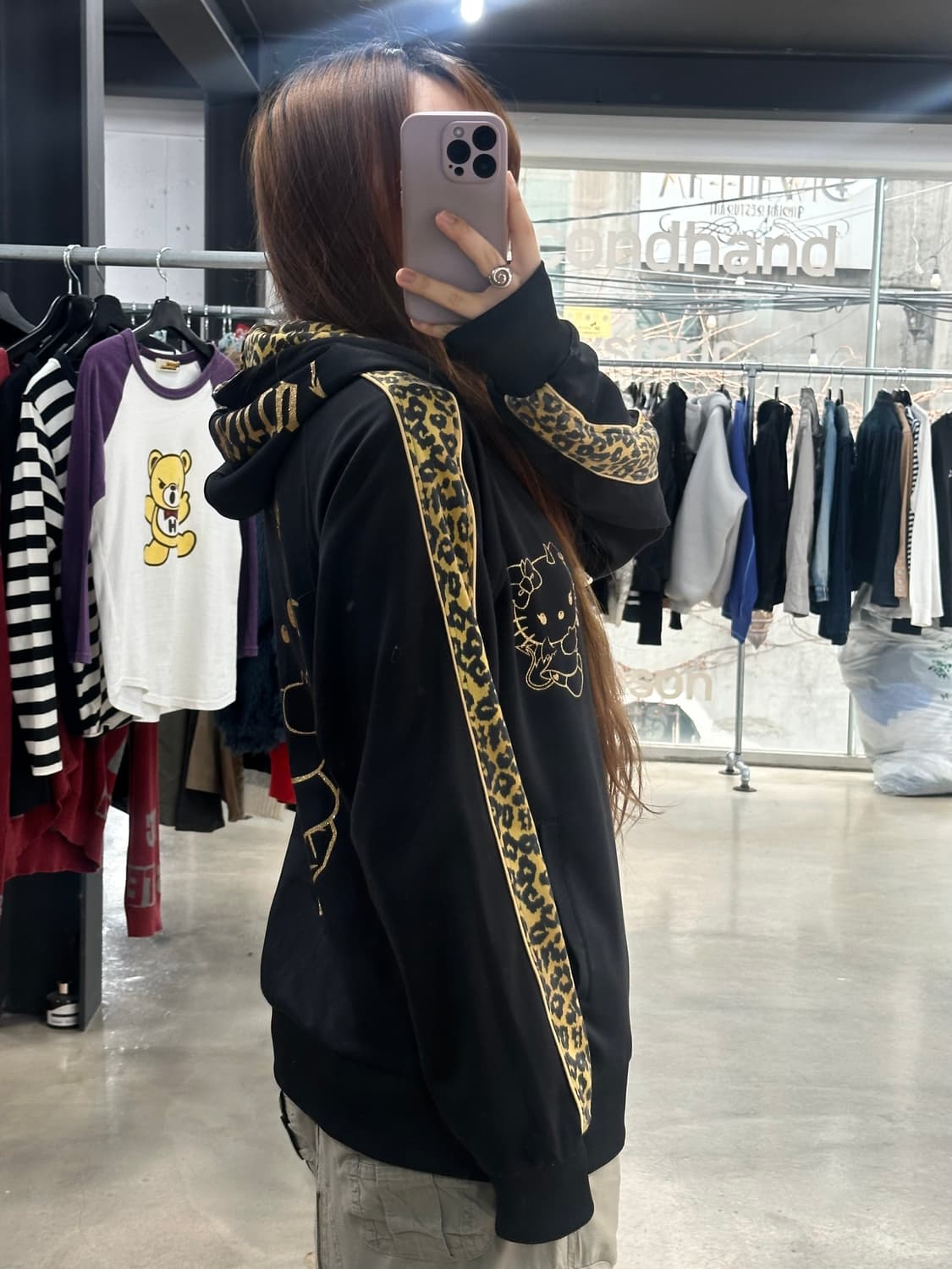 헬로키티 레오파드 갸루 스타 데빌키티 후드집업 상품이미지4