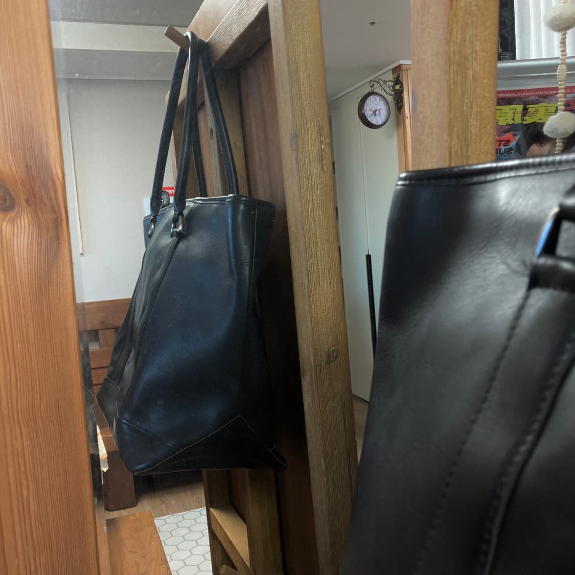 (os) 엘엘빈 레더 토트백 블랙 상품이미지3