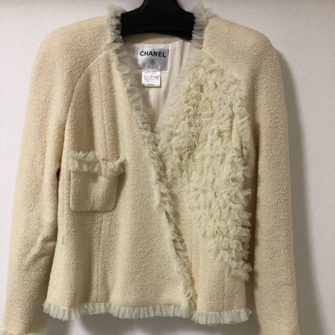 chanel 샤넬 아이보리 트위드 쉬폰 자켓 상품이미지7