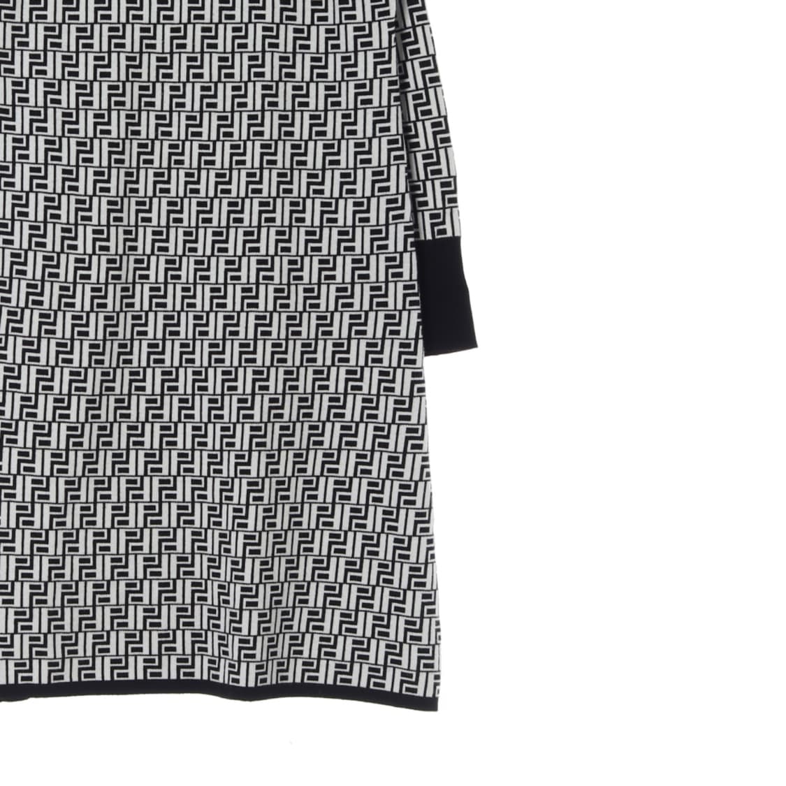 [L]펜디 블랙 화이트 로고 모크넥 긴팔 롱 니트원피스 상품이미지3