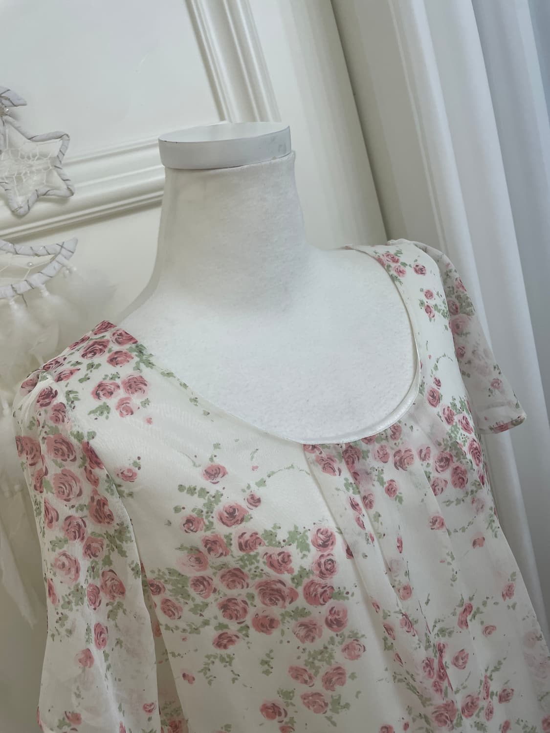 ivory pink rose opc blouse(size-F) 상품이미지8
