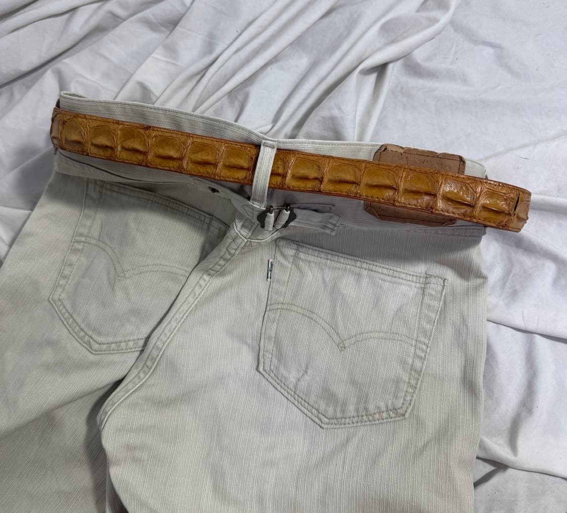 Golden Crocodile 천연 악어 가죽 벨트 상품이미지3