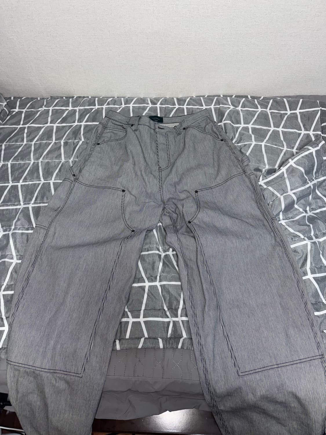 [2] 언더마이카 스트라이프 더블니 워크 팬츠 상품이미지2