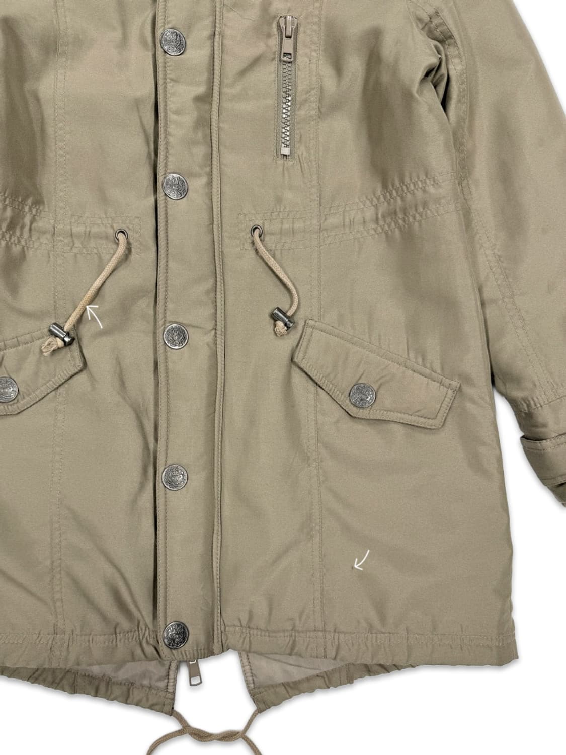 빈티지 베이지브라운 퍼 패딩 야상 상품이미지5