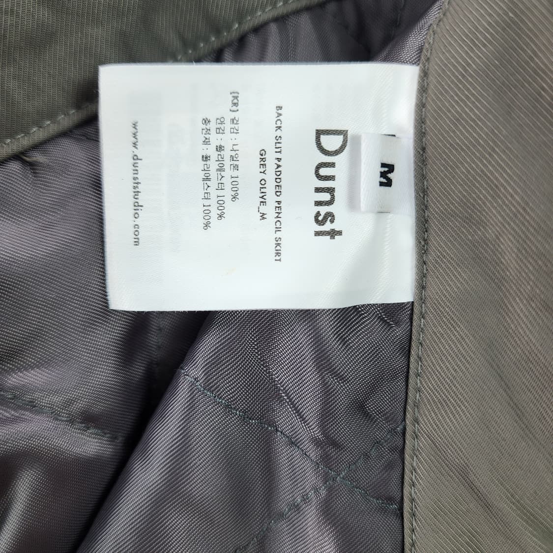 [M] Dunst 던스트 슬릿 패디드 펜슬 롱스커트 올리브 상품이미지10