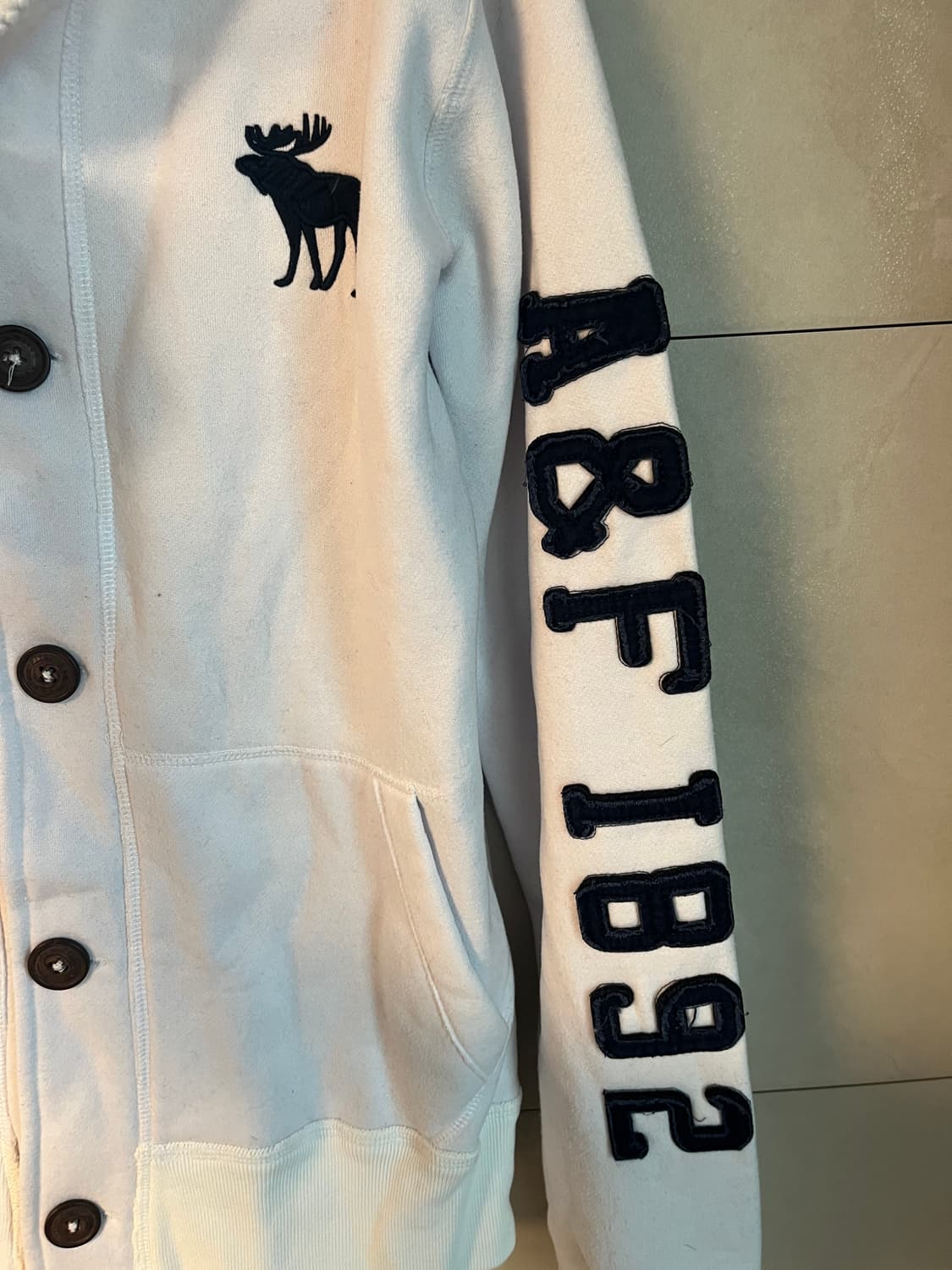 아베크롬비 순록 A&F 대장 후드집업 화이트 [S] 상품이미지5