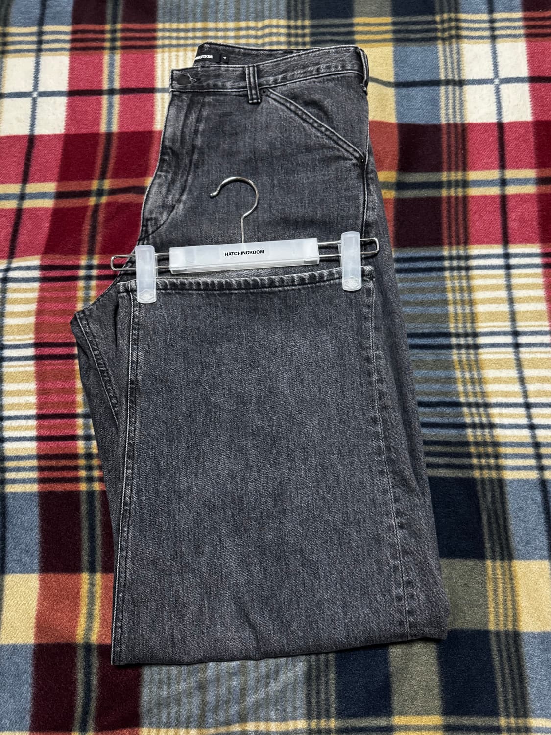 해칭룸 와이드 커브진 (워시드 블랙, 4) 상품이미지2